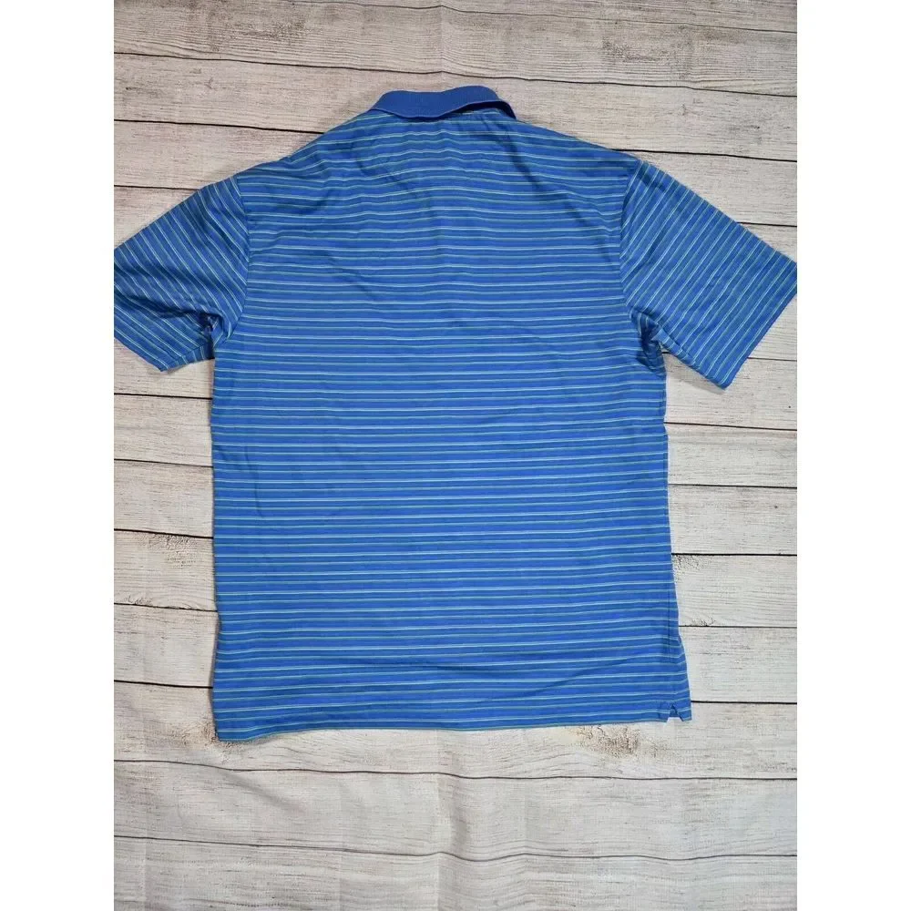 Tiger Woods Collection Polo Mens L Blue Striped Nike‎ Golf athletic performance